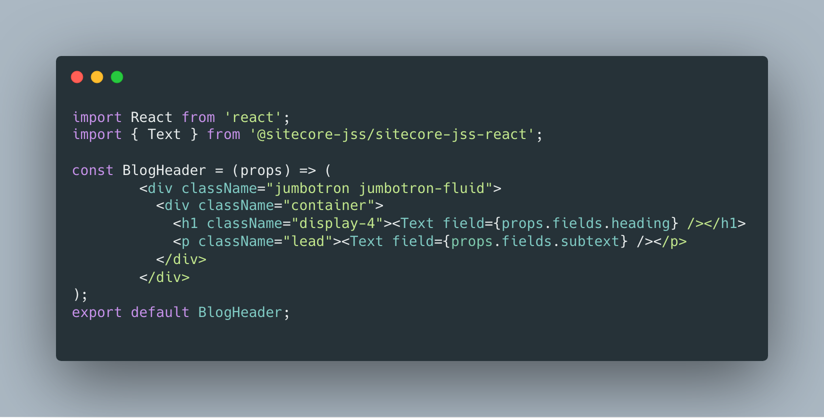 Sitecore JSS BlogHeader Component React Source